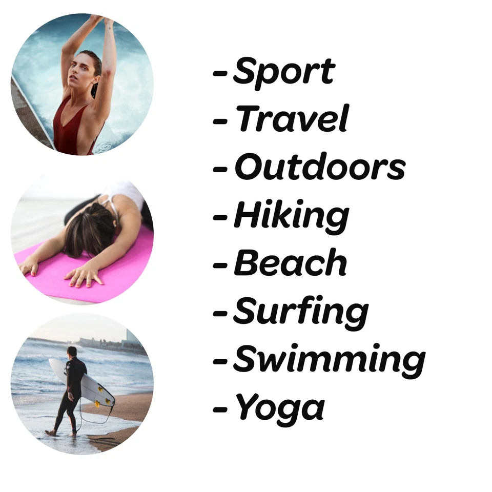 Asciugamano compatto in microfibra spiaggia asciugamano a mano ad asciugatura rapida ultraleggero da viaggio campeggio - Immagine 4 di 4