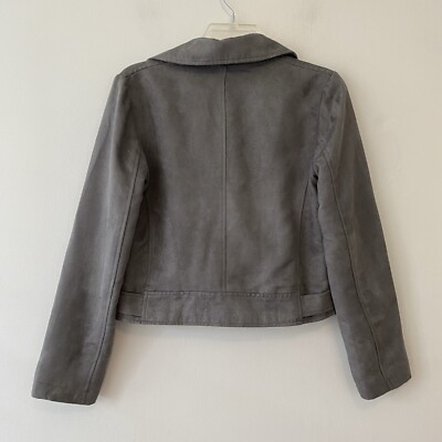 Jack By BB Dakota Jacket Women XS Gray Moto Faux Suede