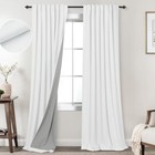  Black Out Curtains 96 Inch Long,Linen Textured 52"W x 96"L (Pack of 2) White
