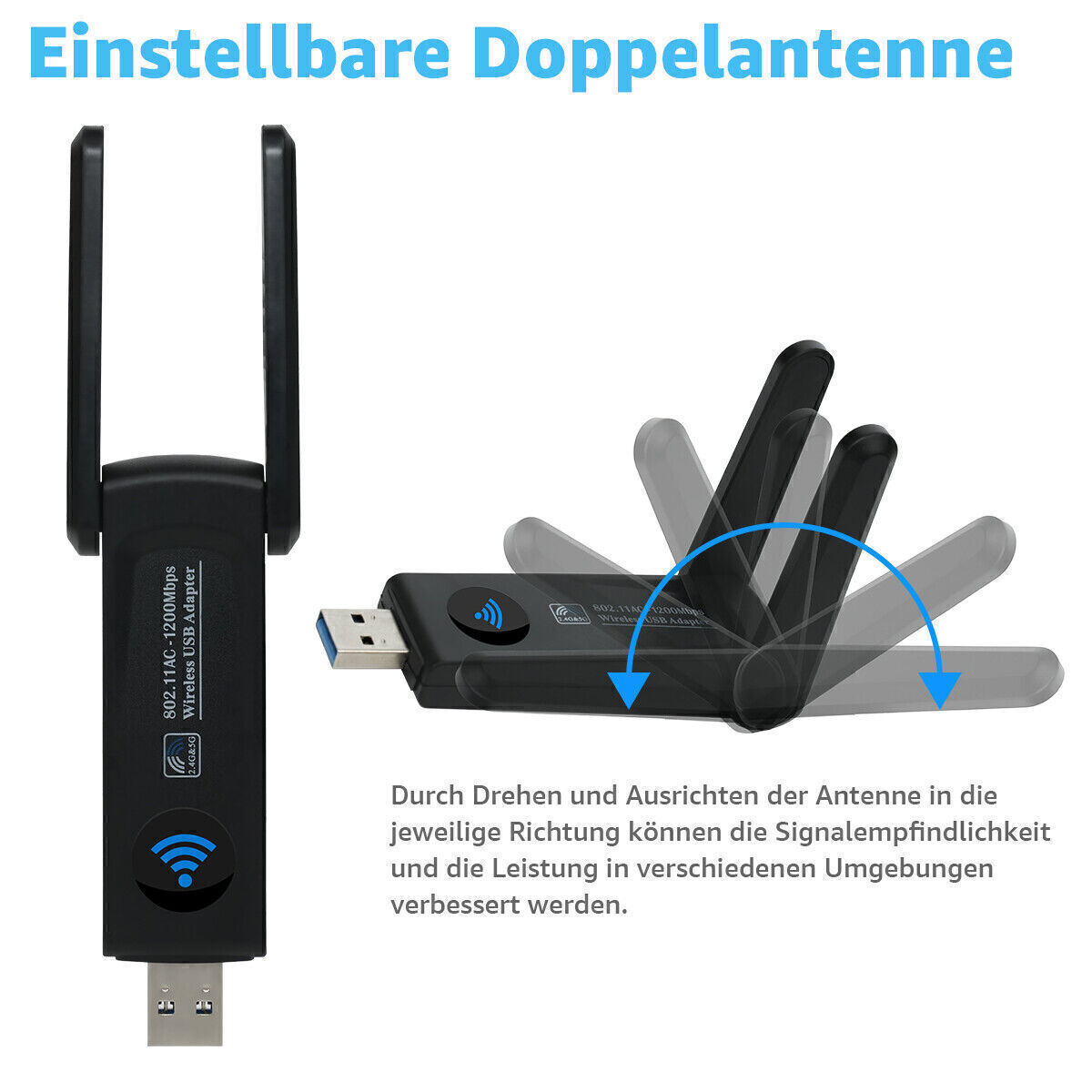 Chiavetta WiFi per PC Fisso 1300Mbps, Antenna WiFi USB 3.0 Dongle 2