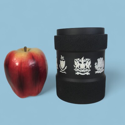 Ca. 1966 Wedgwood Black Basalt Lidded Tobacco Jar w/ Coat of Arms