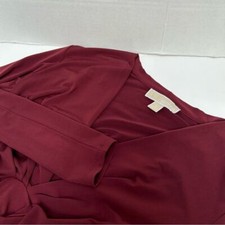 Michael Kors V-Neck Stretch Polyester Maroon Tie Front Dress Size 0