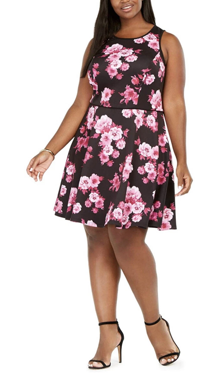 Pink and black plus size best sale dress