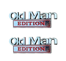 2pcs Metal Old Man Edition Emblem 3D Badge Fit for Universal Car (Silver Red)