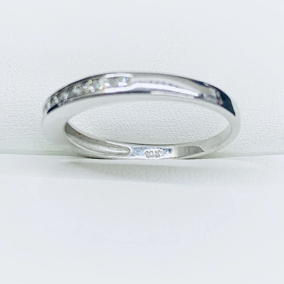 0.06Ct 10k White Gold Round Cut Natural Diamond Engagement Wedding Ring Size 7.5 - Image 2 of 4