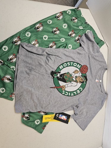 BOYS’ NBA BOSTON CELTICS PAJAMA SET Size 8 Small Green Basketball Jammies - Picture 4 of 8
