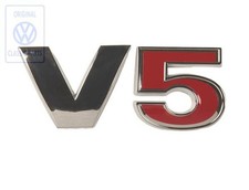 Chrom-rotes V5-Klebeemblem f&uuml;r Kofferraum oder Heckklappe f&uuml;r VW Golf 4 und B...