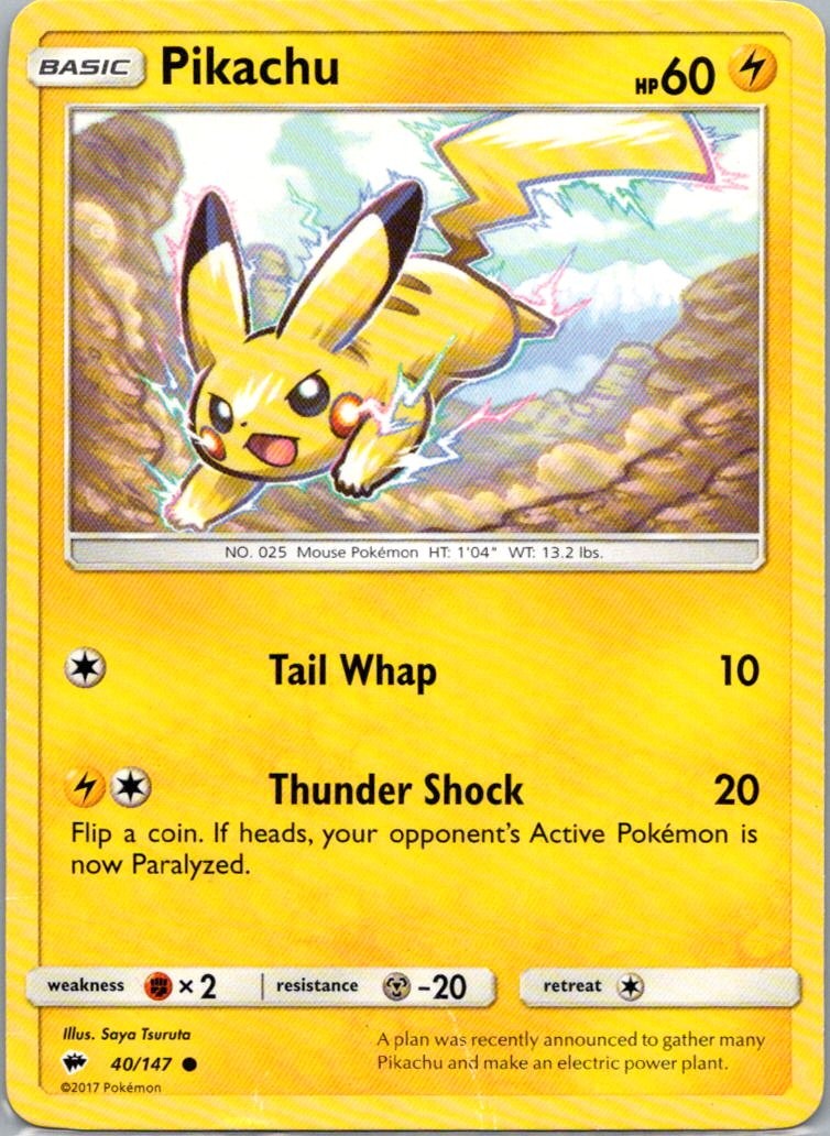 Pokemon TCG Pikachu 40/147 Burning Shadows LP