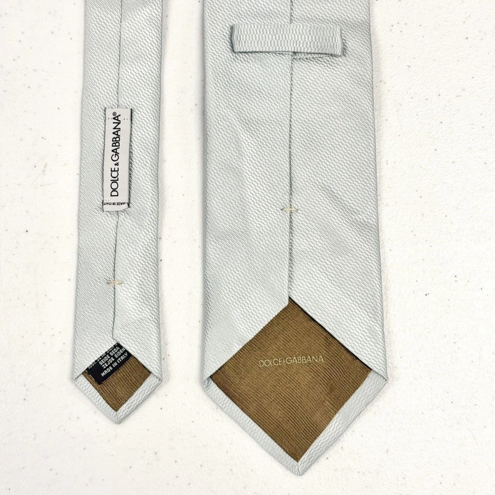Dolce & Gabbana Italy Men's Frost Mint Blue Geometric Pattern Silk Jacquard Tie image 3
