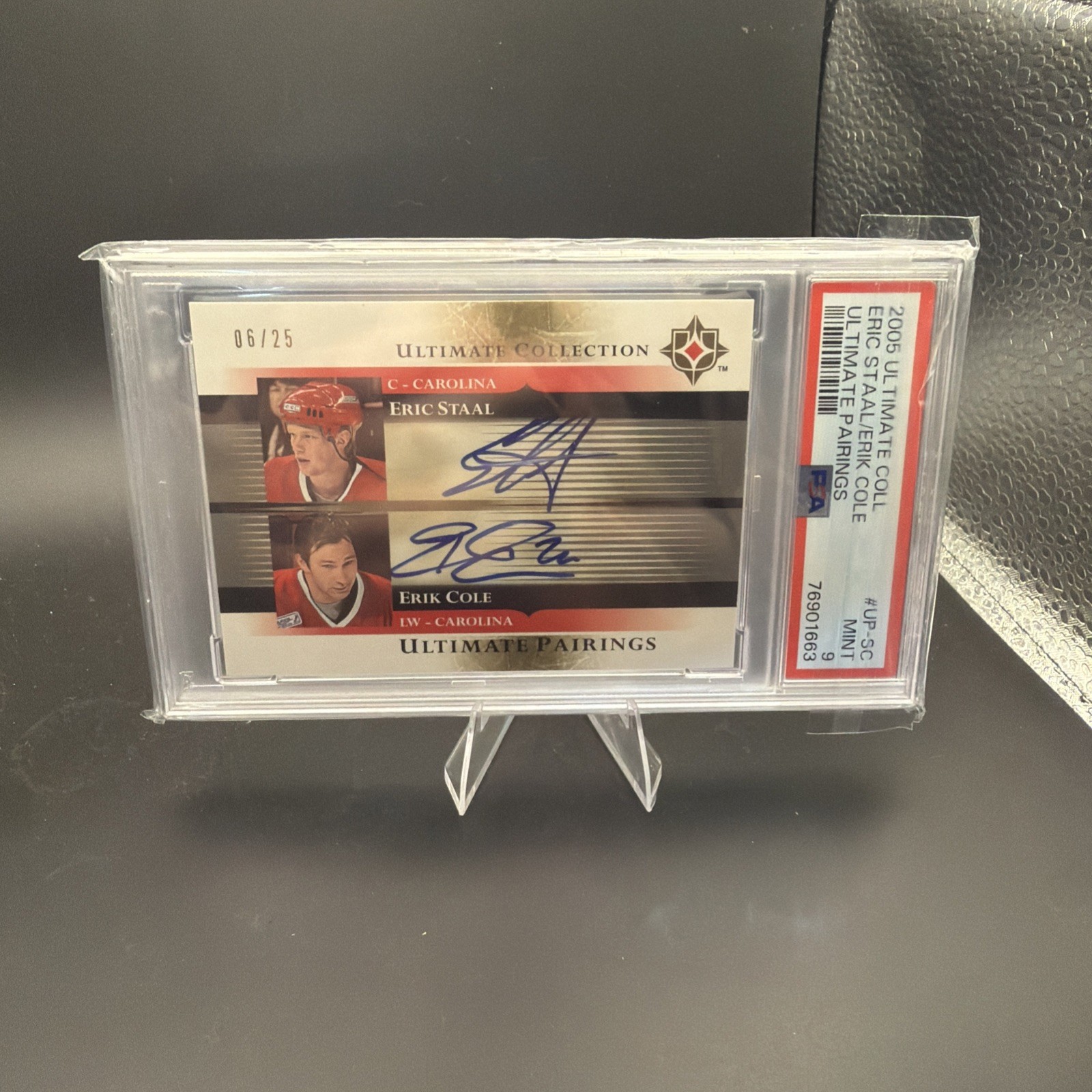 2005 ULTIMATE COLLECTION Eric Staal Erik Cole PAIRINGS AUTO /25 PSA 9