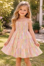 Hayden Girls Dress Size S Pastel Smocked Tiered Summer Sundress