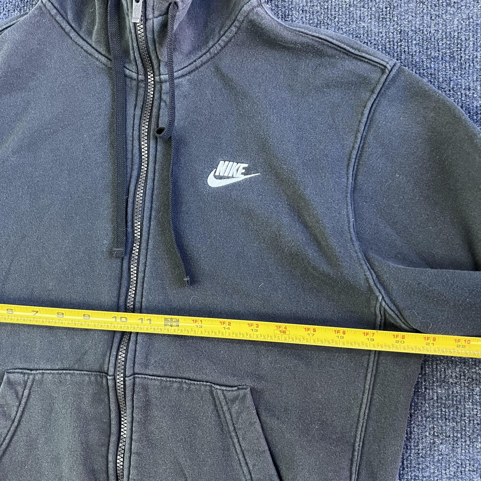 Nike Hoodie Mens Medium Black Fleece Full Zip Small Swoosh Logo Sweatshirt thumbnail 5