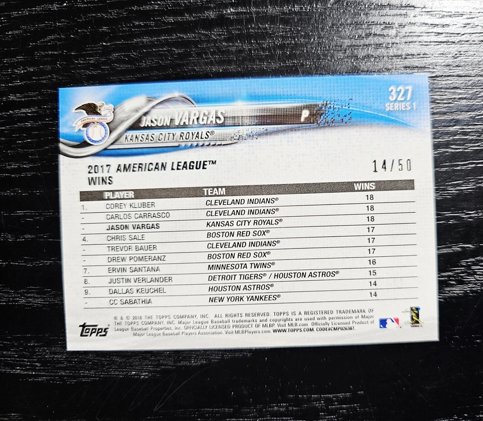 2018 Topps #327 Jason Vagas Royals Mother's Day PINK Parallel Serial #ed /50 - Image 3 of 3