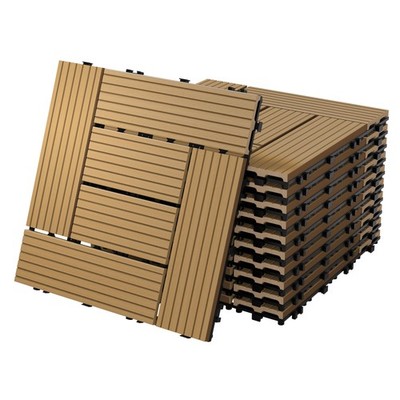 11x WPC Terrassenfliesen Balkonfliese Klickfliese Fliese Mosaik 30x30cm Teak 1m²