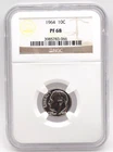 1964 P NGC PF68 Roosevelt Silver Dime 10c US Mint Coin .9 Silver