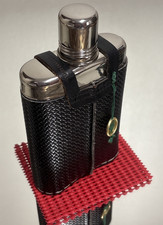 Vintage German UTH Leather Wrapped Glass Hip Flask - 6oz