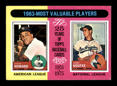 1975 Topps #201 Elston Howard/Sandy Koufax MVPs VGEX X3037071