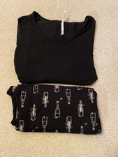 Soma XL Cool Nights PJ Pants Set Champagne Pop Black/Foil