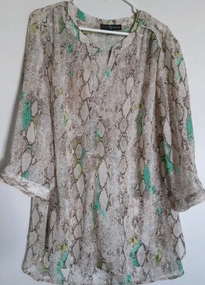 Fred David Semi Sheer Button-up Top Size 2x