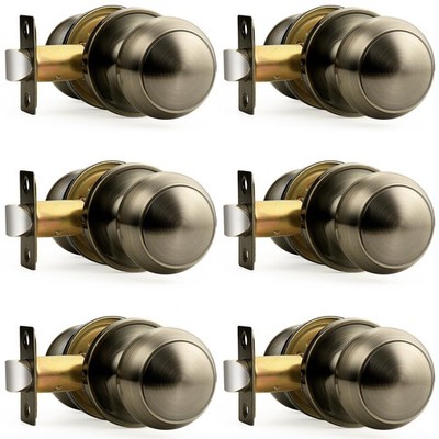 Probrico Interior Door Knob for Hallway, Antique Brass 
