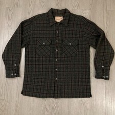 Vintage Woolrich Mens Plaid Wool Nylon Shirt Jacket Size Large Multicolor Brown