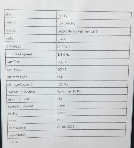 Custom Pc Windows Desktop PC Gigabyte Ga-h61m-usb3h - i3-3240 @ 3.4 - 16GB RA... - 第 7/7 張圖片