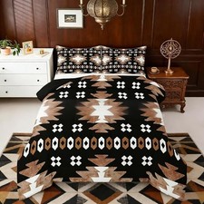 Boho Comforter Set Size Southwest Native American Design Queen Brown Balck