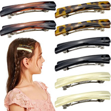 8PCS French Barrette Hair Clips for Women, Small Tortoise Shell Strong Hair Clip