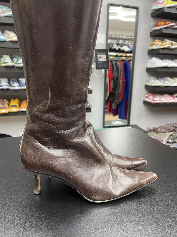 Size 7.5w - Jimmy Choo Women’s High Top Leather Heels - Image 3 of 4