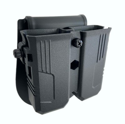 Universal OWB Double Magazine Pouch/Mag Holder/Carrier w/ Paddle - 9mm/40/45 Mag