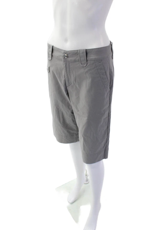 Bermudas sin cordones Bogner de algodón con gancho y ojo delanteras planas grises talla 6 para mujer Foto 2 de 4