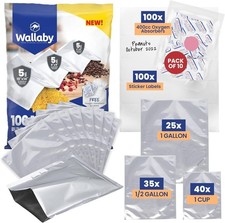 100ct Multi-Size Mylar Bags 400cc O2 Absorbers 10Mil Thick Heat Seal Food Storag