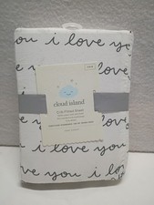 Cloud Island I Love You Crib Sheet White Grey