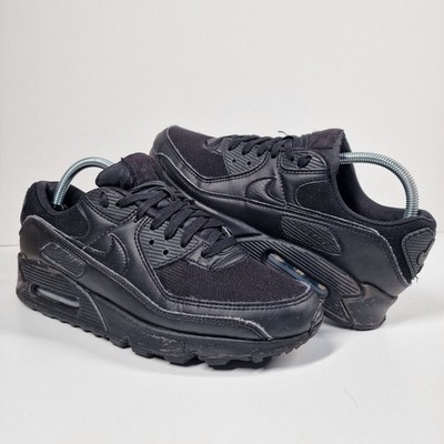 Nike Air Max 90 Turnschuhe Damen UK 6,5 Triple Schwarz Leder Mesh Komfort