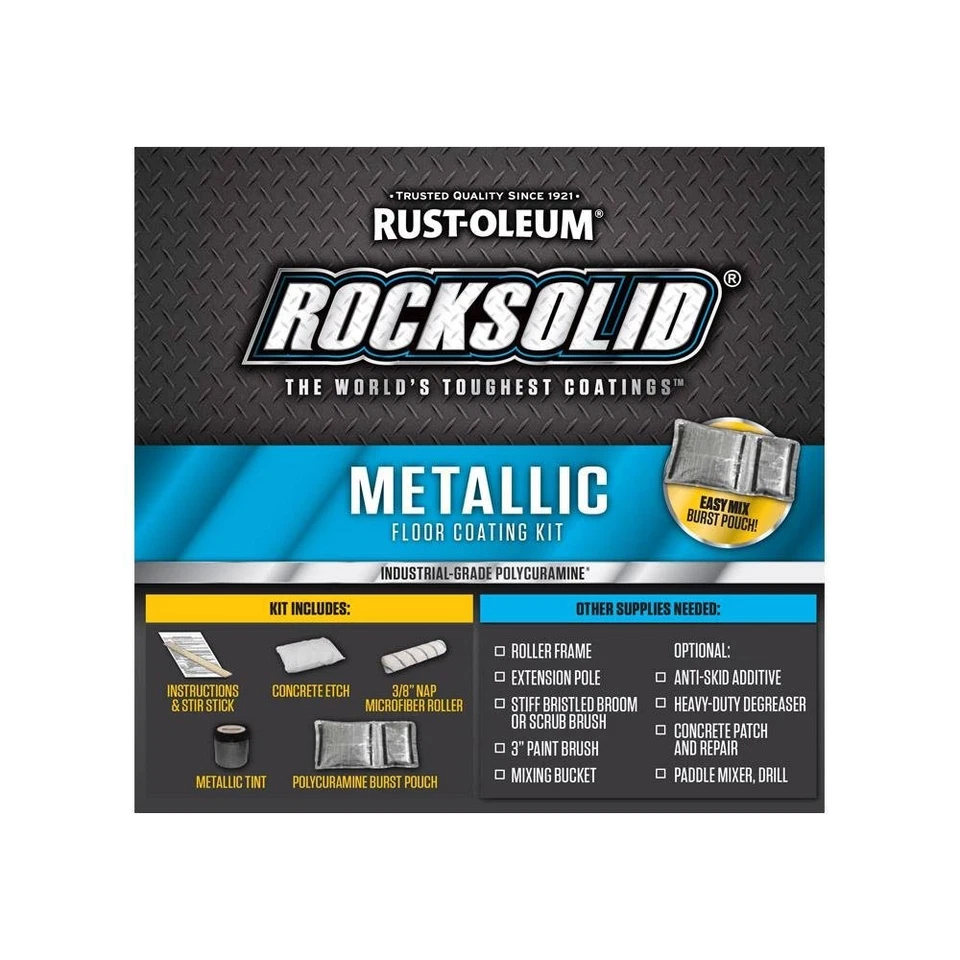 Rust Oleum RockSolid Metallic Garage Floor Coating Kit 80 Fl Oz Gunmetal Finish - Image 3 of 4