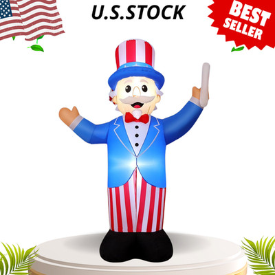 NEW 7.2 FT Patriotic Independence Inflatable Waving Flag Uncle Sam LEDs 4th July