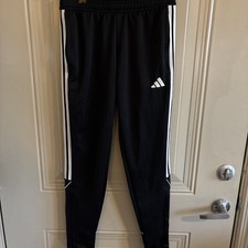 Adidas Women Black Track Pant Elastic Waist Zipper Pocket Zipper Legs XS