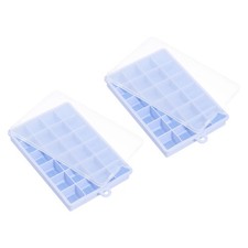 2 Pack Silicone Tray with Lid for Freezer 24 Cube Per Tray Light Blue