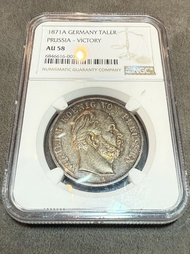 Germany Prussia 1871A 1 Thaler Victory Over France NGC AU58 Double Toner Toned