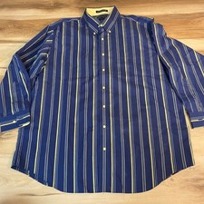 Paul Fredrick Classic Fit Non Iron Two Ply Striped Button Down Shirt 17 1/2 x 33