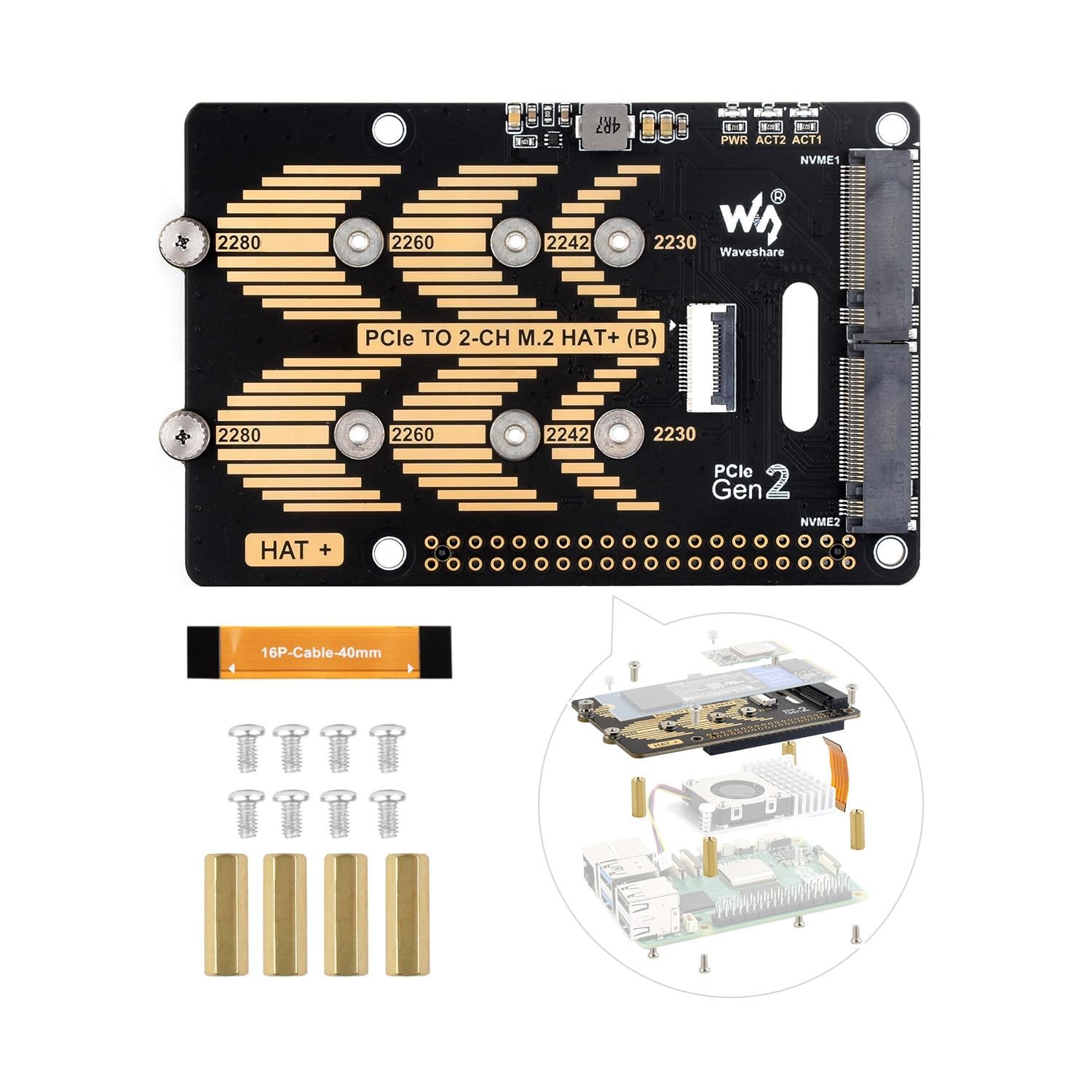 Adaptateur PCIe M.2 Hat+ Type B pour créer un NAS haute performance Raspberry Pi 5