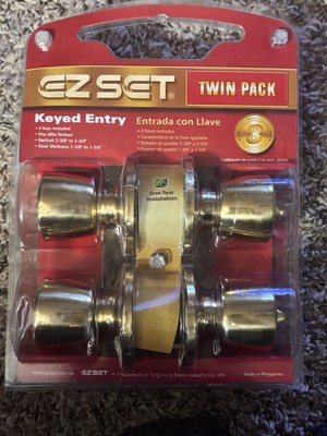 EZ SET Twin Pack Keyed Entry Locks Keyed Alike With 4 Keys Included 