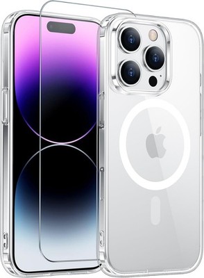 Clear Shockproof Magnetic Case for iPhone 14 Pro Max with Screen Protector