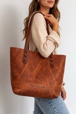 Nokona Tote Bag Brown Walnut Crunch Leather Shoulder Purse Handcrafted USA Made
