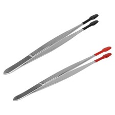 2 Pcs Rubber Tipped Tweezers Soft Tipped Tweezers PVC Coated Soft Flat Tip4441