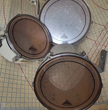 Vtg Pearl Marching Percussion Set Japan 3 Drum Set White 