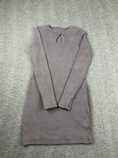 PrettyLittleThing Women's Gray Ribbed Knit Bodycon Sz 8 Mini Dress Long Sleeve
