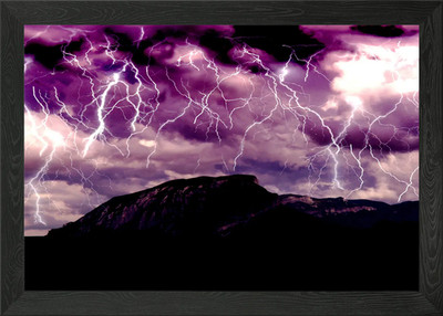 Lighting Strike Framed Wall Art Poster Canvas Print Picture
