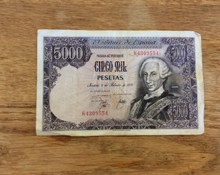 Banco de España 5000 Pesetas Spain 1976 Banknote Note