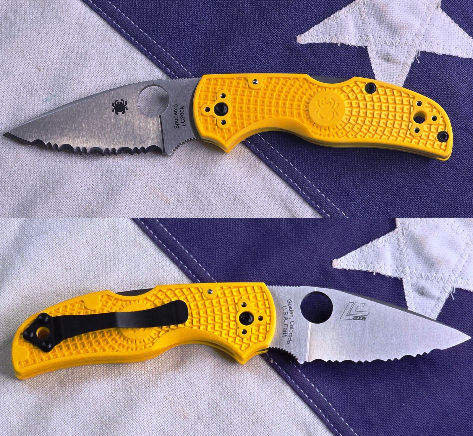 Spyderco Native 5 Salt CPM MagnaCut Satin Serrated Blade Yellow FRN C41SYL5